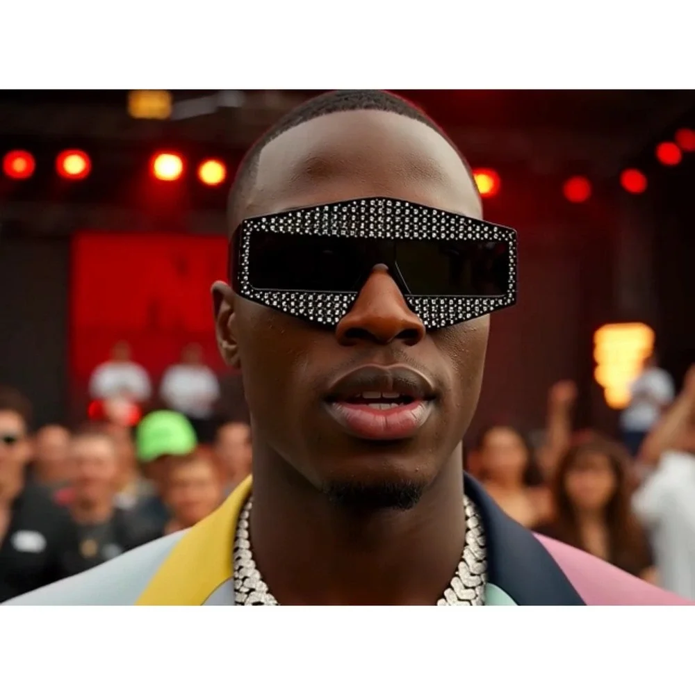 Men Sunglasses Bold Angular frame shape Diamond-shaped Rectangular Wide temples